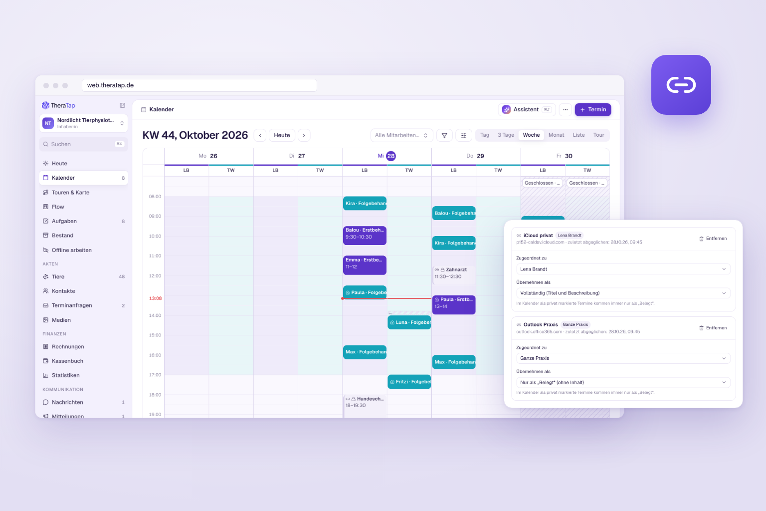 Apple- und Outlook-Kalender in TheraTap einbinden