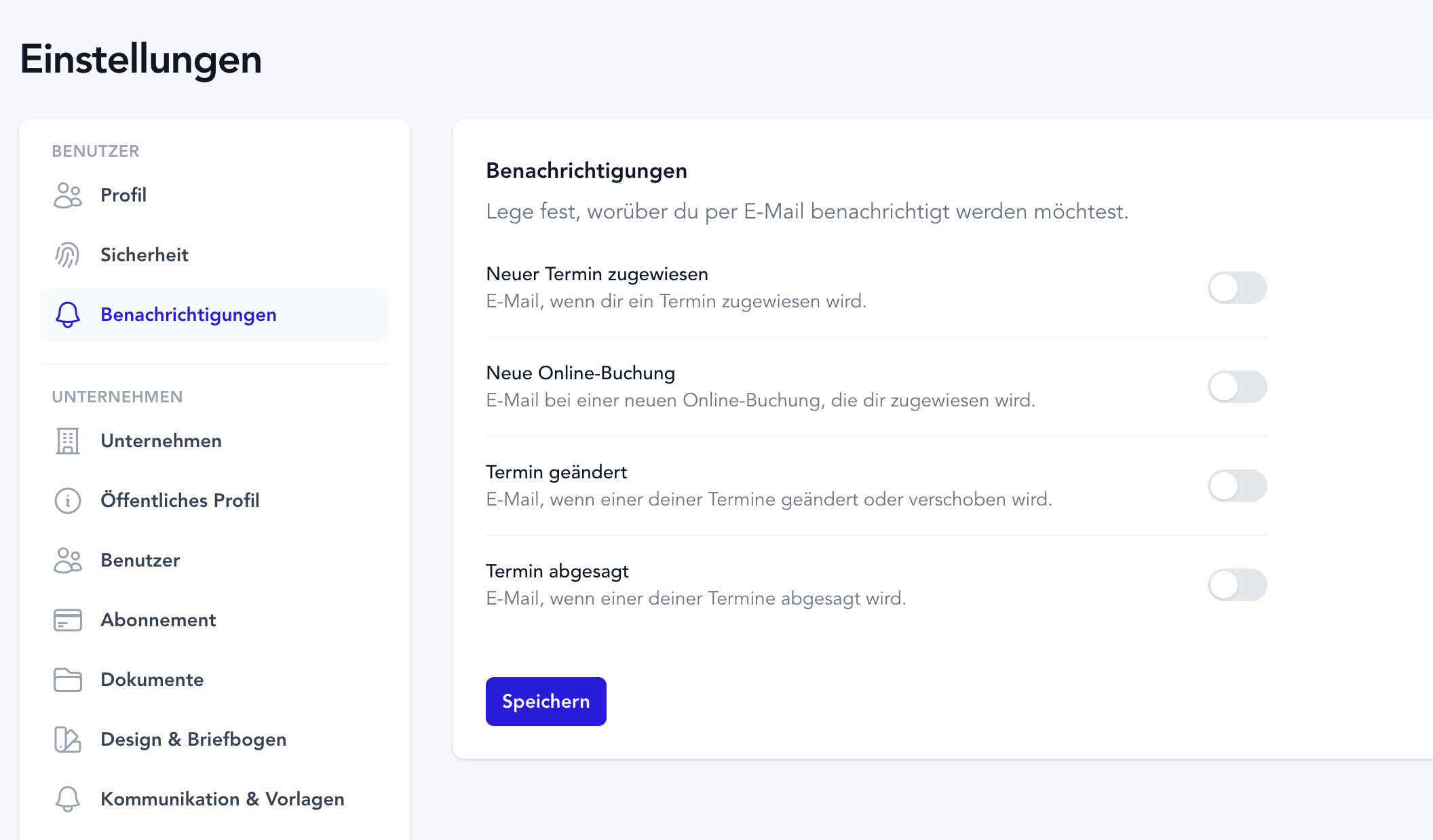 Selbst entscheiden, wann TheraTap dich über deine Termine informiert
