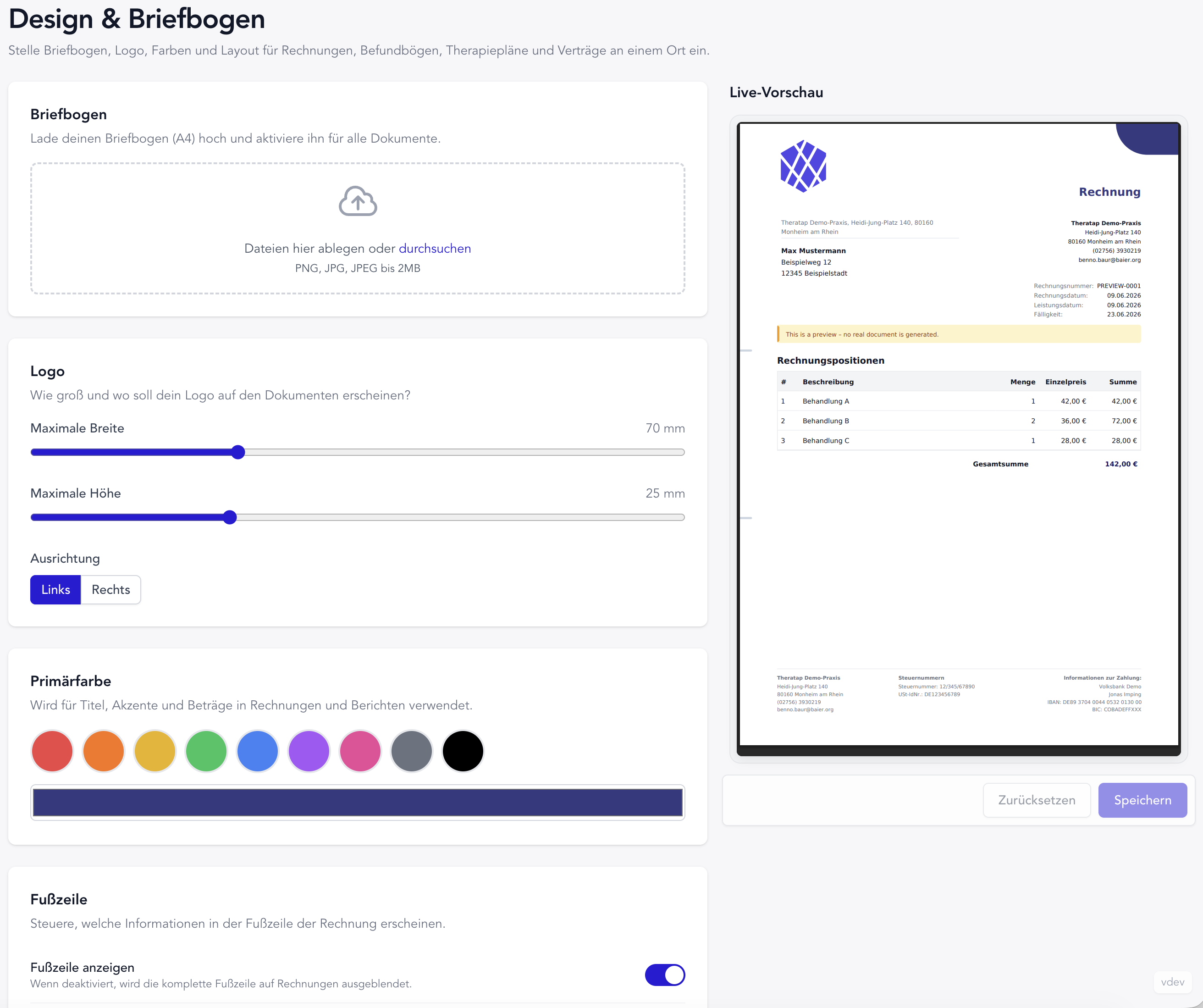 Logogröße und Dokumentendesign individuell einstellen